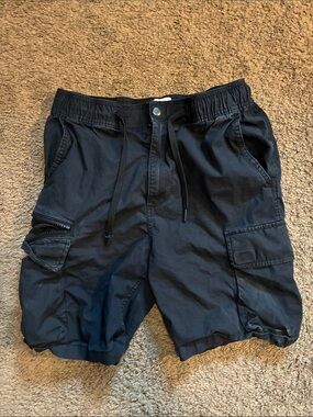 H&M Black Men's Cargo Shorts with Drawstring Waist